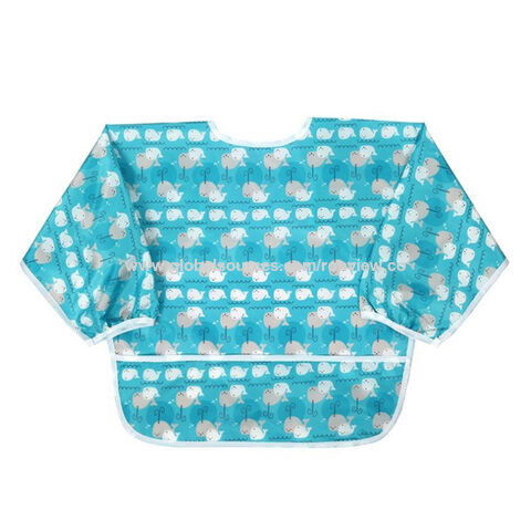 Babete infantil com mangas, avental de arte estampado para crianças pequenas, roupa de bebê, babete impermeável para alimentação