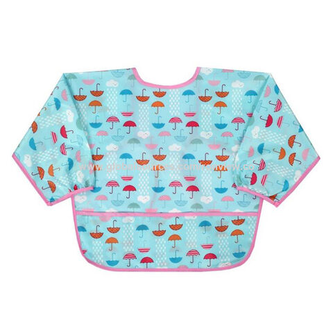 Babete infantil com mangas, avental de arte estampado para crianças pequenas, roupa de bebê, babete impermeável para alimentação