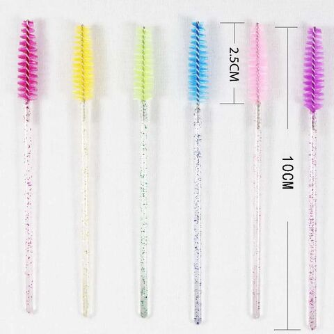 Varillas desechables de cristal con cepillo para pestañas de colores para injerto de pestañas, herramienta de maquillaje