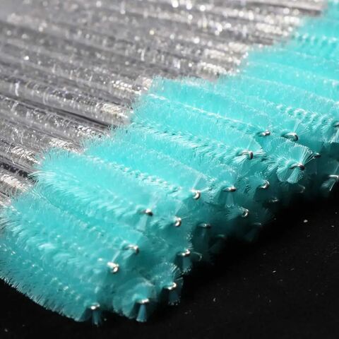 Varillas desechables de cristal con cepillo para pestañas de colores para injerto de pestañas, herramienta de maquillaje