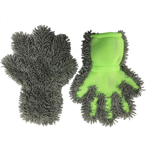 Juego de 3 guantes y manoplas de microfibra de chenilla Polyte para lavado y limpieza de coches