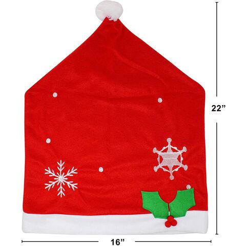 4er-Set Weihnachtliche Stuhlhussen für Esszimmerstühle mit 2er-Set Türgriffabdeckungen - Festliche Dekorationen und Ornamente