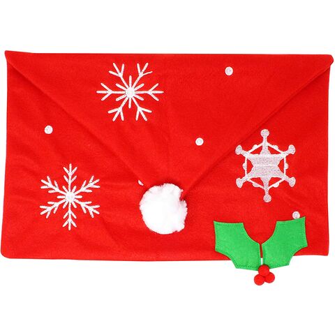 4er-Set Weihnachtliche Stuhlhussen für Esszimmerstühle mit 2er-Set Türgriffabdeckungen - Festliche Dekorationen und Ornamente