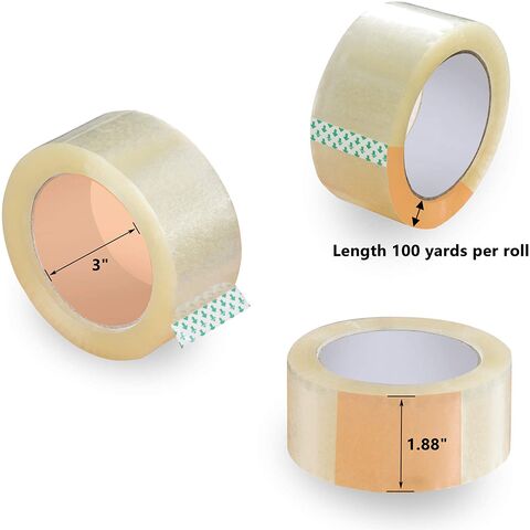 Cinta Adhesiva de Embalaje de Alta Resistencia para Mudanzas y Envíos (6 Rollos), 91.4 Metros por Rollo, 48mm x 91.4 Metros, Transparente - Ideal para B2B