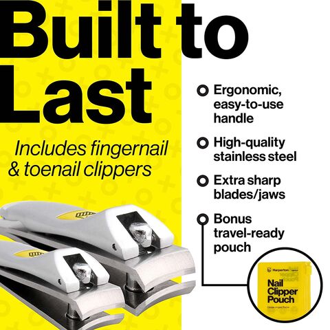 Ensemble de Coupe-Ongles Harperton - 2 Pièces en Acier Inoxydable, Coupe-Ongles Professionnel pour Ongles de Mains et de Pieds