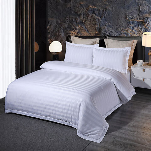Housse de couette blanche en coton, ensemble de literie en satin, oreillers d'hôtel, couette unie, couvre-lits de couleur unie, couettes blanches en gros
