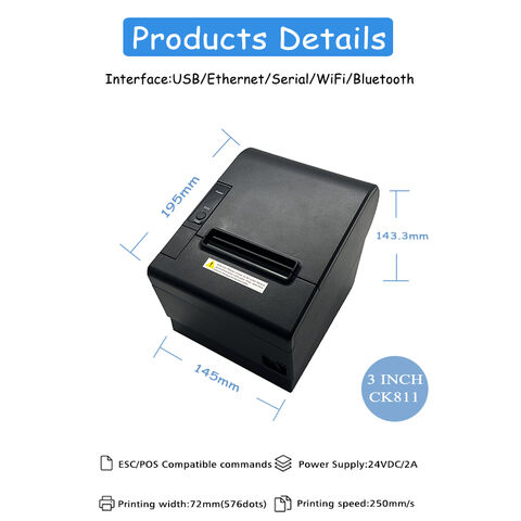 80mm Bondrucker CB811 Kabelloser Bluetooth Thermobondrucker mit Auto Cutter für Geschäftskarten Druckmaschine 250mm/s