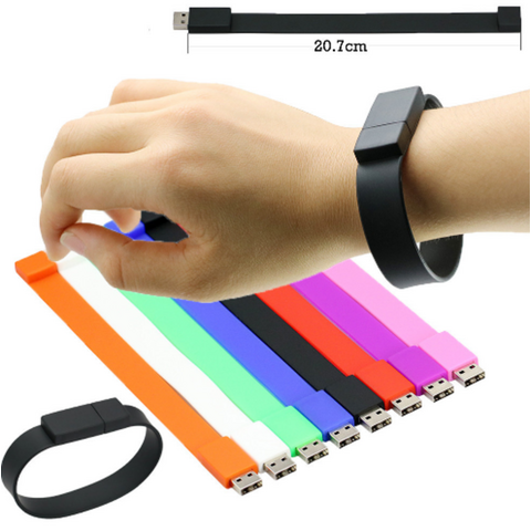 Hot-Selling 64GB USB Flash Drive Pen Silicone Wrist Bracelet with Colorful Lights PVC Memory 32GB USB 2.0 3.0 Interface