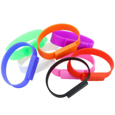 Hot-Selling 64GB USB Flash Drive Pen Silicone Wrist Bracelet with Colorful Lights PVC Memory 32GB USB 2.0 3.0 Interface
