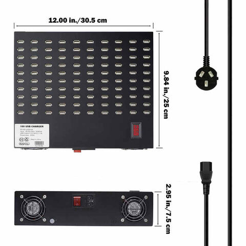 Estación de Carga USB de 800W y 100 Puertos, Cargador de Pared Rápido para Smartphones - Base de Carga USB Múltiple