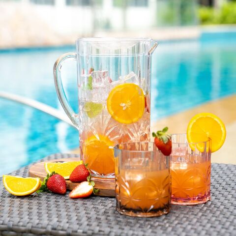 Jarro de água de plástico Tritan inquebrável, Myrtle Beach 2,6 litros, jarro resistente para suco de laranja, chá gelado e água