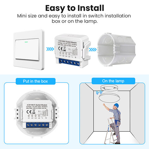 AVATTO Tuya 10A Interruptor WiFi Módulo de Interruptor Inteligente Avatto Módulo Inteligente Color Azul 1/2/3/4 Gang Interruptor de Circuito Inteligente WiFi