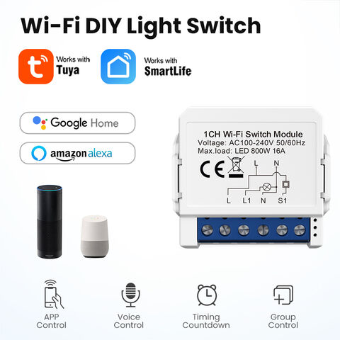 AVATTO Tuya 10A Interruptor WiFi Módulo de Interruptor Inteligente Avatto Módulo Inteligente Color Azul 1/2/3/4 Gang Interruptor de Circuito Inteligente WiFi