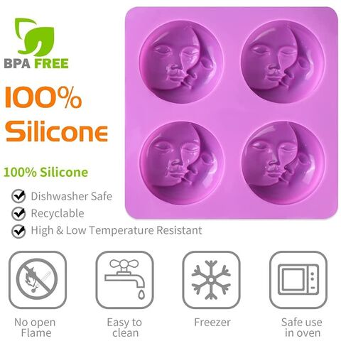 Moldes de Silicone para Sabonetes, Moldes para Sabonetes com Rosto de Sol e Lua para Fazer Sabão, Moldes para Bombas de Banho Caseiras