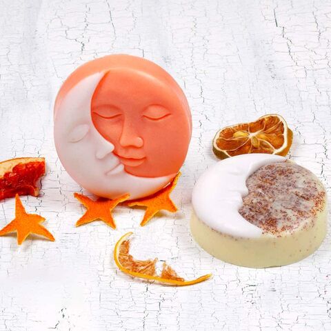 Moldes de Silicone para Sabonetes, Moldes para Sabonetes com Rosto de Sol e Lua para Fazer Sabão, Moldes para Bombas de Banho Caseiras