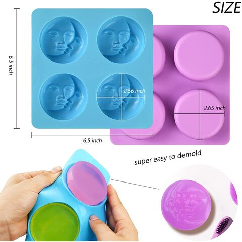 Moldes de Silicone para Sabonetes, Moldes para Sabonetes com Rosto de Sol e Lua para Fazer Sabão, Moldes para Bombas de Banho Caseiras