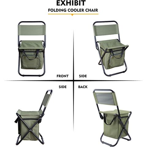 Angelstuhl mit Kühltasche, Klappbarer Kompakter Angelhocker, Grün - Großhandel