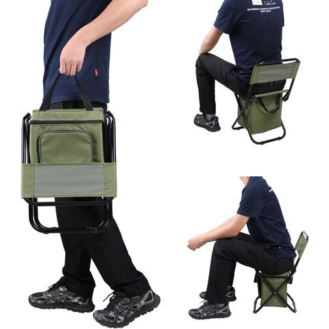 Angelstuhl mit Kühltasche, Klappbarer Kompakter Angelhocker, Grün - Großhandel