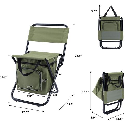 Angelstuhl mit Kühltasche, Klappbarer Kompakter Angelhocker, Grün - Großhandel