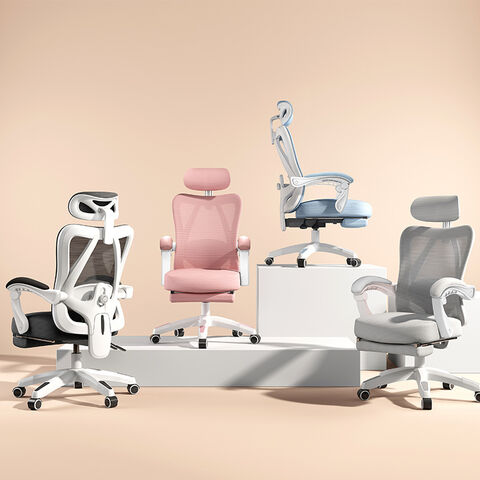 Chaise de Bureau Ergonomique à Haut Dossier, Siège de Bureau en Maille Respirante avec Support Lombaire et Appui-Tête Réglables, Siège de Travail Pivotant