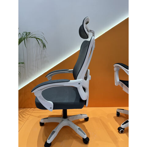 Chaise de Bureau Ergonomique à Haut Dossier, Siège de Bureau en Maille Respirante avec Support Lombaire et Appui-Tête Réglables, Siège de Travail Pivotant