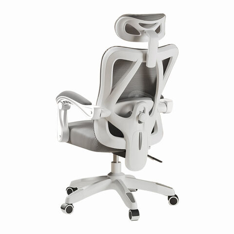 Chaise de Bureau Ergonomique à Haut Dossier, Siège de Bureau en Maille Respirante avec Support Lombaire et Appui-Tête Réglables, Siège de Travail Pivotant