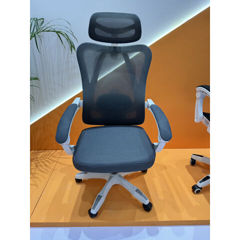 Chaise de Bureau Ergonomique à Haut Dossier, Siège de Bureau en Maille Respirante avec Support Lombaire et Appui-Tête Réglables, Siège de Travail Pivotant