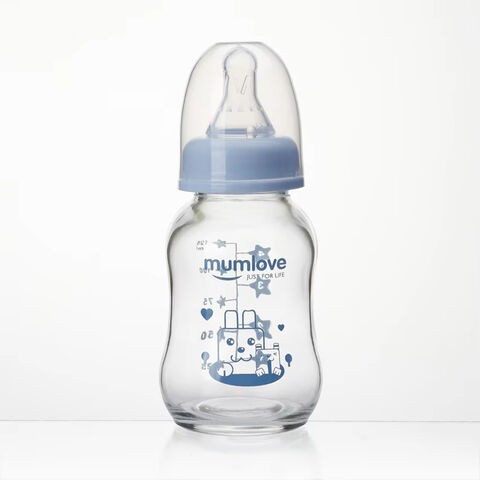 Mumlove Mamadeira de 120ml em Vidro Borossilicato de Alta Qualidade, Resistente ao Calor, Design Ergonômico para Bebês - Mais Vendida