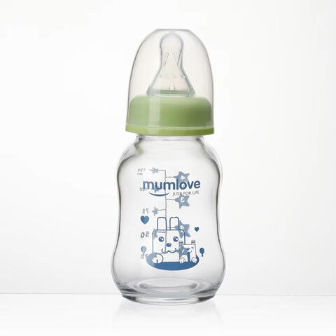 Mumlove Mamadeira de 120ml em Vidro Borossilicato de Alta Qualidade, Resistente ao Calor, Design Ergonômico para Bebês - Mais Vendida