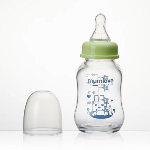 Mumlove Mamadeira de 120ml em Vidro Borossilicato de Alta Qualidade, Resistente ao Calor, Design Ergonômico para Bebês - Mais Vendida