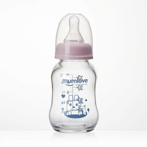 Mumlove Mamadeira de 120ml em Vidro Borossilicato de Alta Qualidade, Resistente ao Calor, Design Ergonômico para Bebês - Mais Vendida