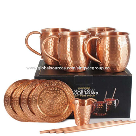Copo Moscow Mule de aço inoxidável, conjunto de copos de cocktail criativos com design de martelo, caneca de cerveja para bar