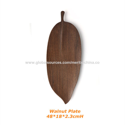 Obstschale in Blattform aus Holz, Serviertablett für Desserts, Kuchenplatte, 48 x 18 cm (19 x 7 Zoll)