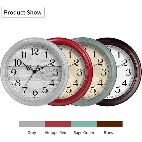Reloj de pared de 30 cm, funciona con pilas, reloj de cocina color verde azulado, silencioso, sin tictac, reloj decorativo vintage aguamarina para sala de estar