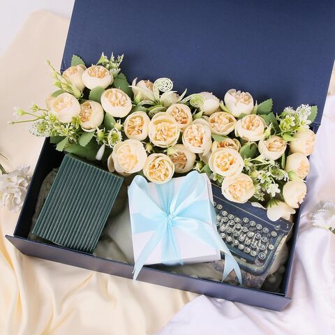 Cajas de regalo magnéticas azul marino con tapas 10,5x7x3 in, caja de propuesta de padrino de dama de honor medio, caja plegable rectangular para Prese