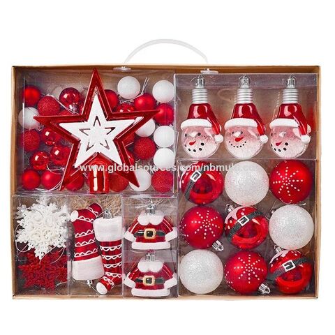 Adornos Navideños Rojos Premium Irrompibles, Juego de Bolas de Navidad Colgantes de Plástico