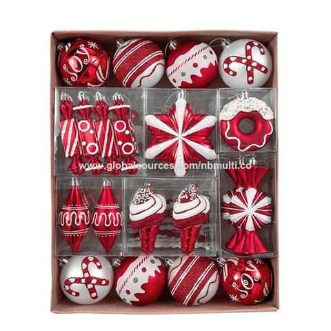 Adornos Navideños Rojos Premium Irrompibles, Juego de Bolas de Navidad Colgantes de Plástico