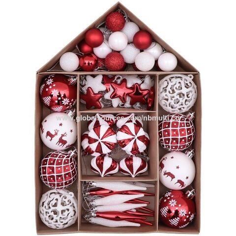Adornos Navideños Rojos Premium Irrompibles, Juego de Bolas de Navidad Colgantes de Plástico