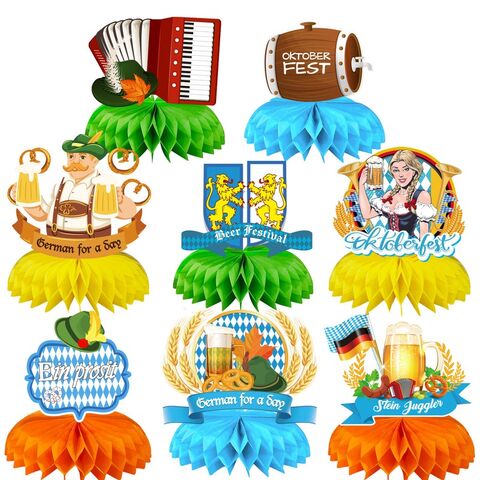 Decoración de bolas de nido de abeja, suministros para fiesta del festival de la cerveza para adultos, adorno de papel para fiesta Oktoberfest, bola de nido de abeja