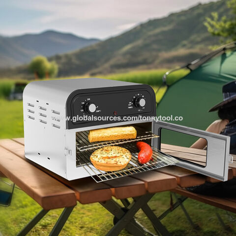 Four Grille-Pain Friteuse à Air 12V DC 300W, Four à Convection Compact pour Camping en Plein Air/Camping-Car/Voyage en Camion, Appareils de Cuisine