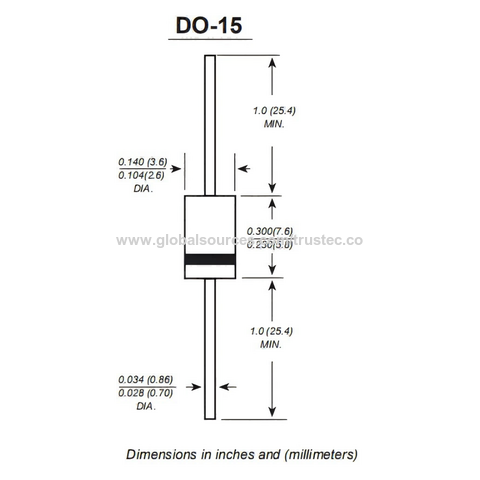 Diodo de rectificador estándar axial RL201 2.0A 50V 2A05 HACEN el embalaje de la cinta del caso 15
