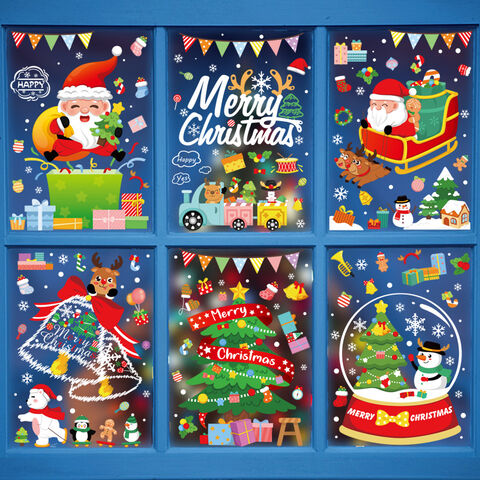 Stiker Elektrostatik Natal Meriah | Hiasan Jendela Liburan yang Dapat Digunakan Kembali | Stiker Statis yang Mudah Dipasang untuk Mencerahkan Musim