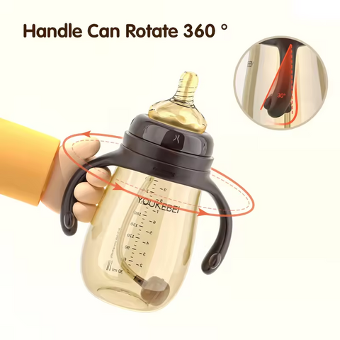 Mamadeira anticólica de silicone para bebê de 150ml, livre de BPA, portátil, macia, de gargalo largo, padrão de impressão de 240ml, atacado