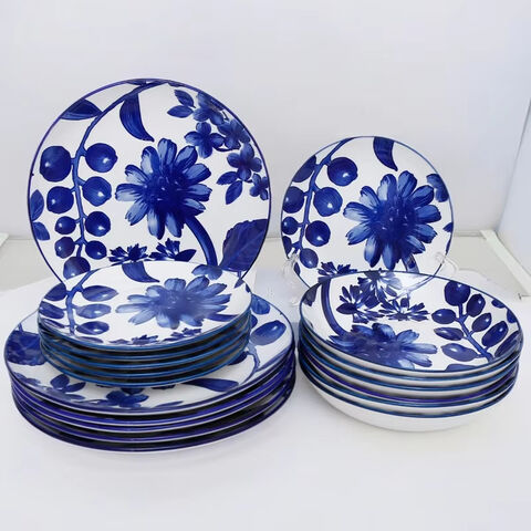Juegos de Platos de Cerámica con Diseño de Mármol Vajilla de Lujo Royal China Vajilla de Porcelana para Fiestas, 18 piezas