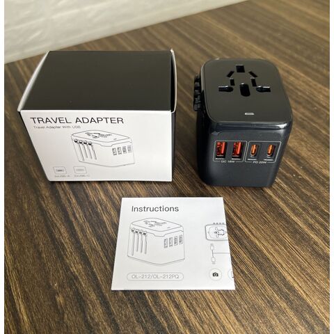 Adaptadores de corriente de viaje de 20W con enchufe americano, enchufe europeo, enchufe británico y enchufe australiano