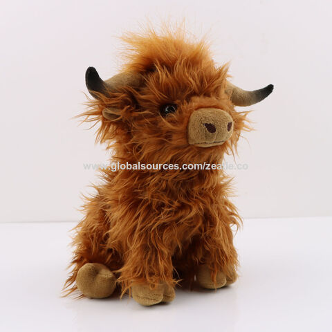 Venta al por mayor de peluche de vaca escocesa de las Highlands, muñeco de vaca de pelo largo