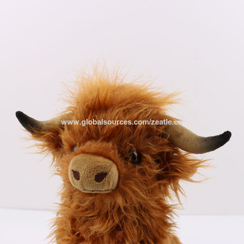 Venta al por mayor de peluche de vaca escocesa de las Highlands, muñeco de vaca de pelo largo