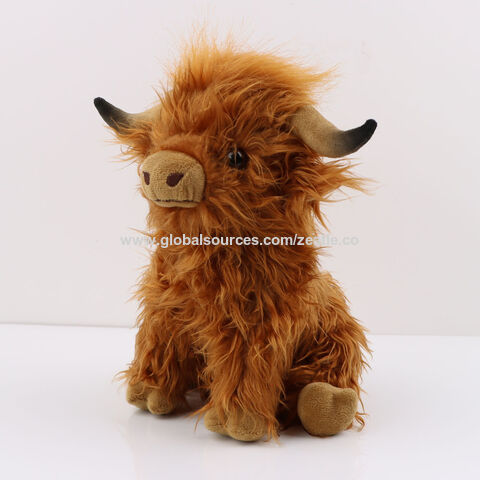 Venta al por mayor de peluche de vaca escocesa de las Highlands, muñeco de vaca de pelo largo