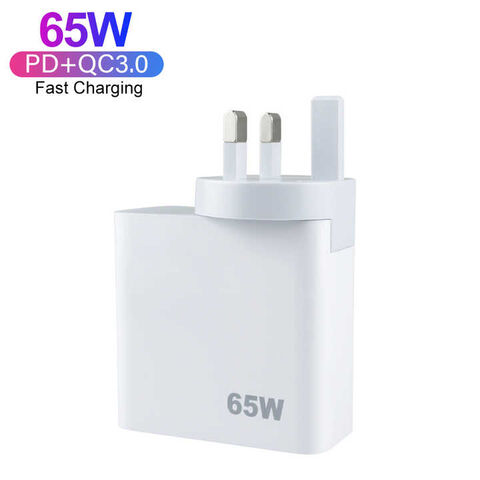 شاحن فائق السرعة 65 واط GaN، شاحن بمنفذ مزدوج PD 3.0 USB C، محول طاقة نوع C، شاحن حائط 65 واط للهاتف المحمول والكمبيوتر المحمول والتابلت