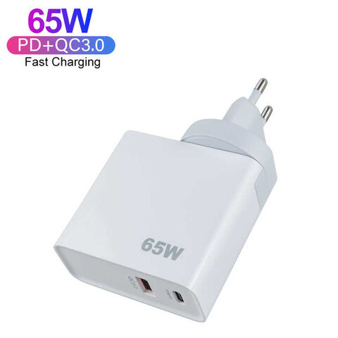 شاحن فائق السرعة 65 واط GaN، شاحن بمنفذ مزدوج PD 3.0 USB C، محول طاقة نوع C، شاحن حائط 65 واط للهاتف المحمول والكمبيوتر المحمول والتابلت